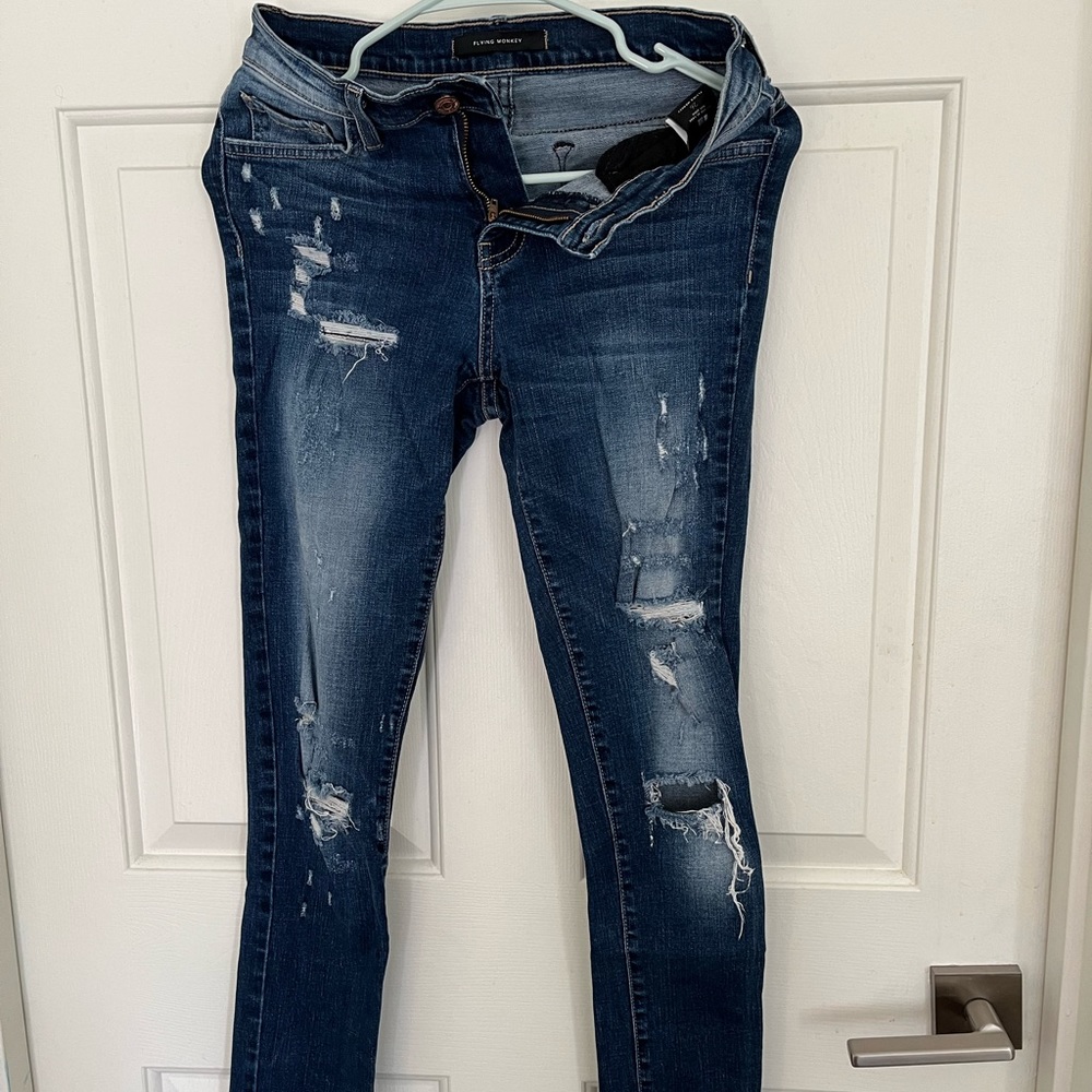 Flying monkey mid rise skinny jeans